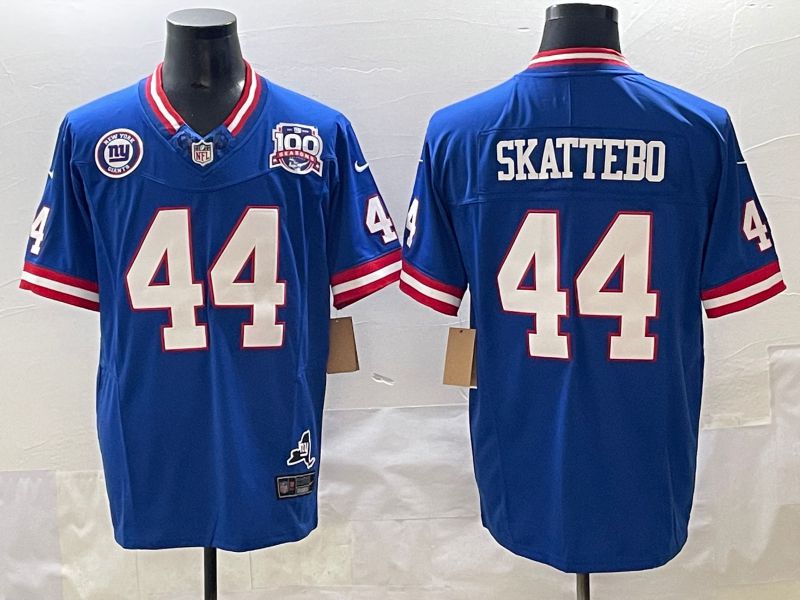 Men 2025 Nike New York Giants #44 Skattebo Blue Throwback 3th generation Limited NFL Jersey 005